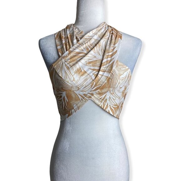 Boho Scarf Crossover Tie Back Crop Halter Top Womens Sz 12 (0XL) NWT - Picture 2 of 11